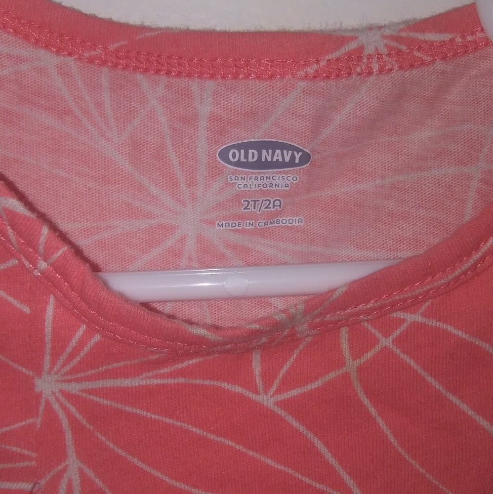 Old Navy Coral White Flower Dress 2T - Picture 4 of 5